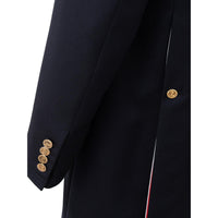 Thom Browne Elegant Grey Wool Chesterfield Overcoat