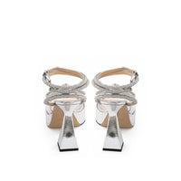 MACH & MACH Elegant Silver Double Bow Platform Sandals