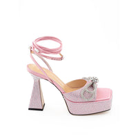 MACH & MACH Enchanting Pink Crystal Bow Sandals