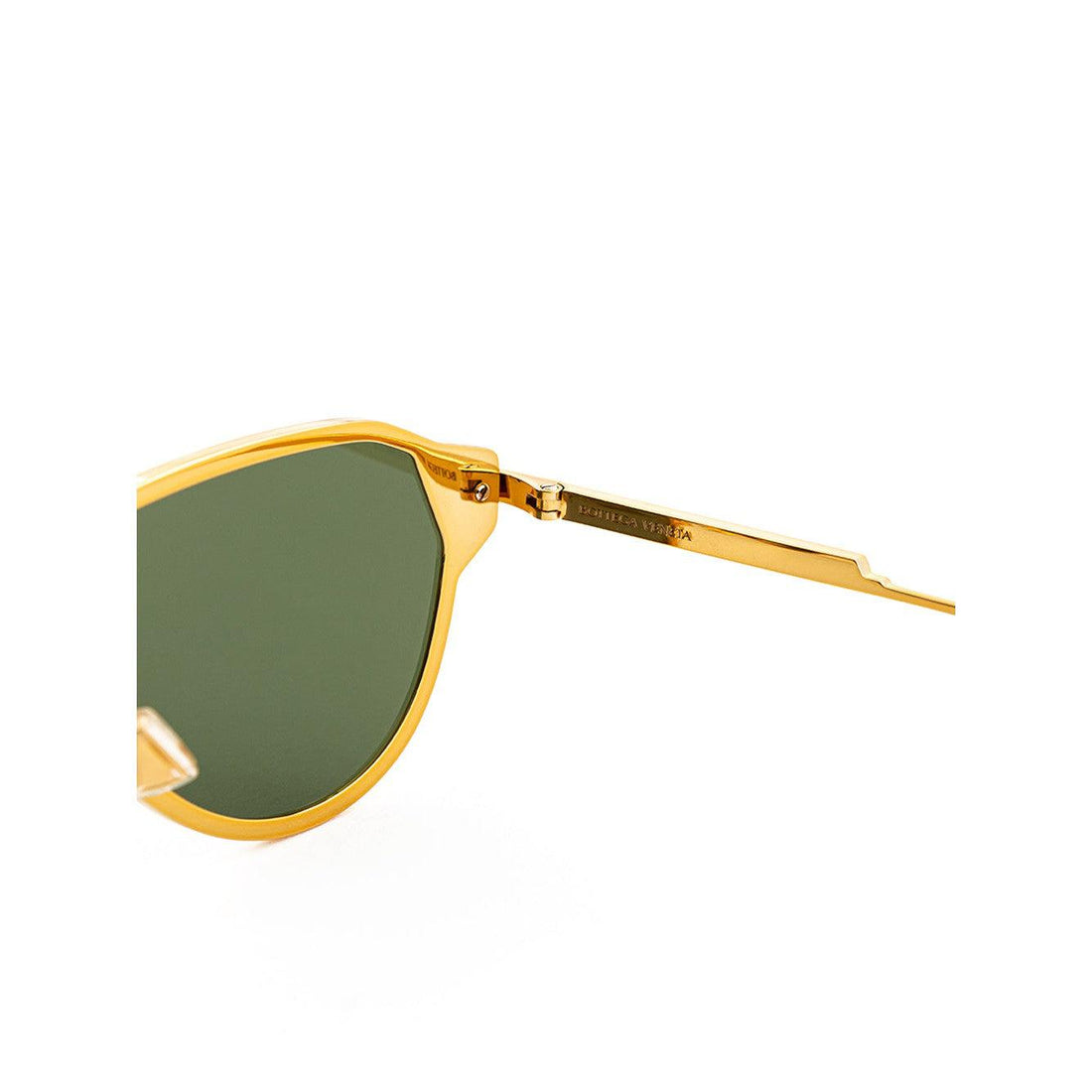 Bottega Veneta Elegant Golden Metal Sunglasses with Green Lens