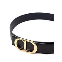 Dior Elegant Black Leather Belt with Golden Buckle