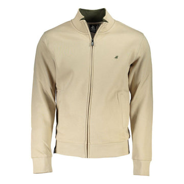 U.S. Grand Polo Beige Zip-Up Sweatshirt with Embroidery Detail