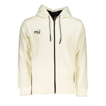 U.S. Grand Polo Chic White Hooded Sweatshirt With Embroidery
