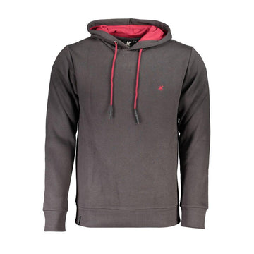 U.S. Grand Polo Chic Gray Hooded Sweatshirt with Embroidery Detail