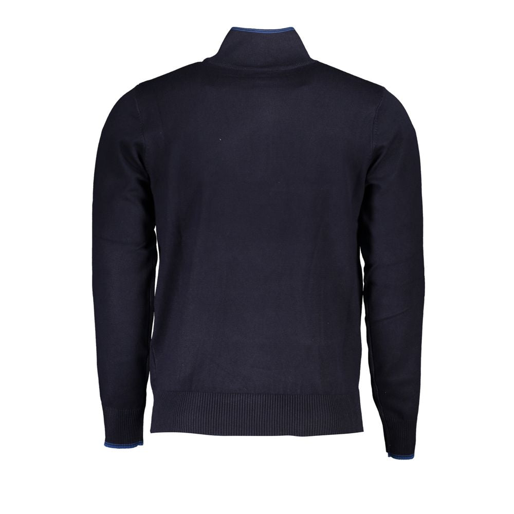 U.S. Grand Polo Elegant Half Zip Blue Sweater with Contrast Details