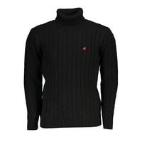 U.S. Grand Polo Elegant Black Turtleneck Twisted Sweater