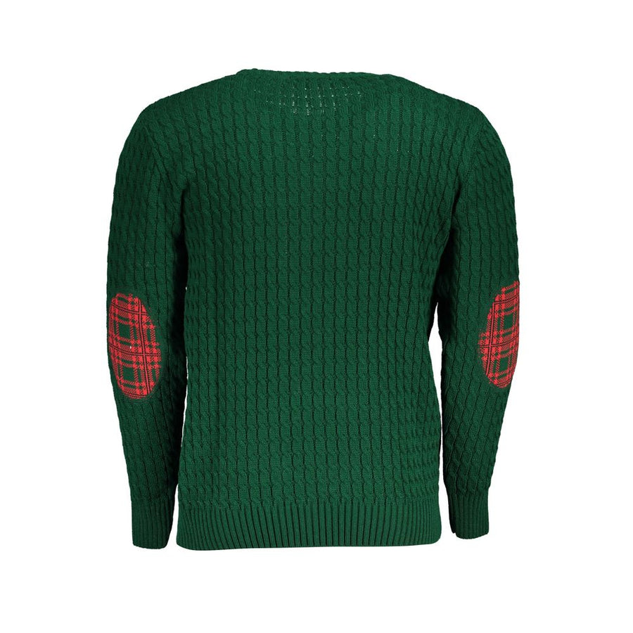 U.S. Grand Polo Twist-Knit Green Crew Neck Sweater