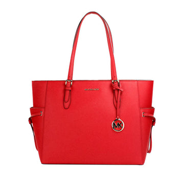 Michael Kors Gilly Large Bright Red Leather Drawstring Travel Tote Bag Purse
