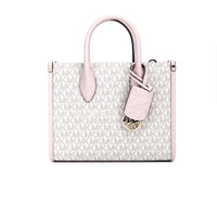 Michael Kors Mirella Small Powder Blush PVC Top Zip Shopper Tote Crossbody Bag