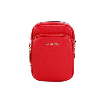 Michael Kors Jet Set Bright Red Pebbled Leather North South Chain Crossbody Bag
