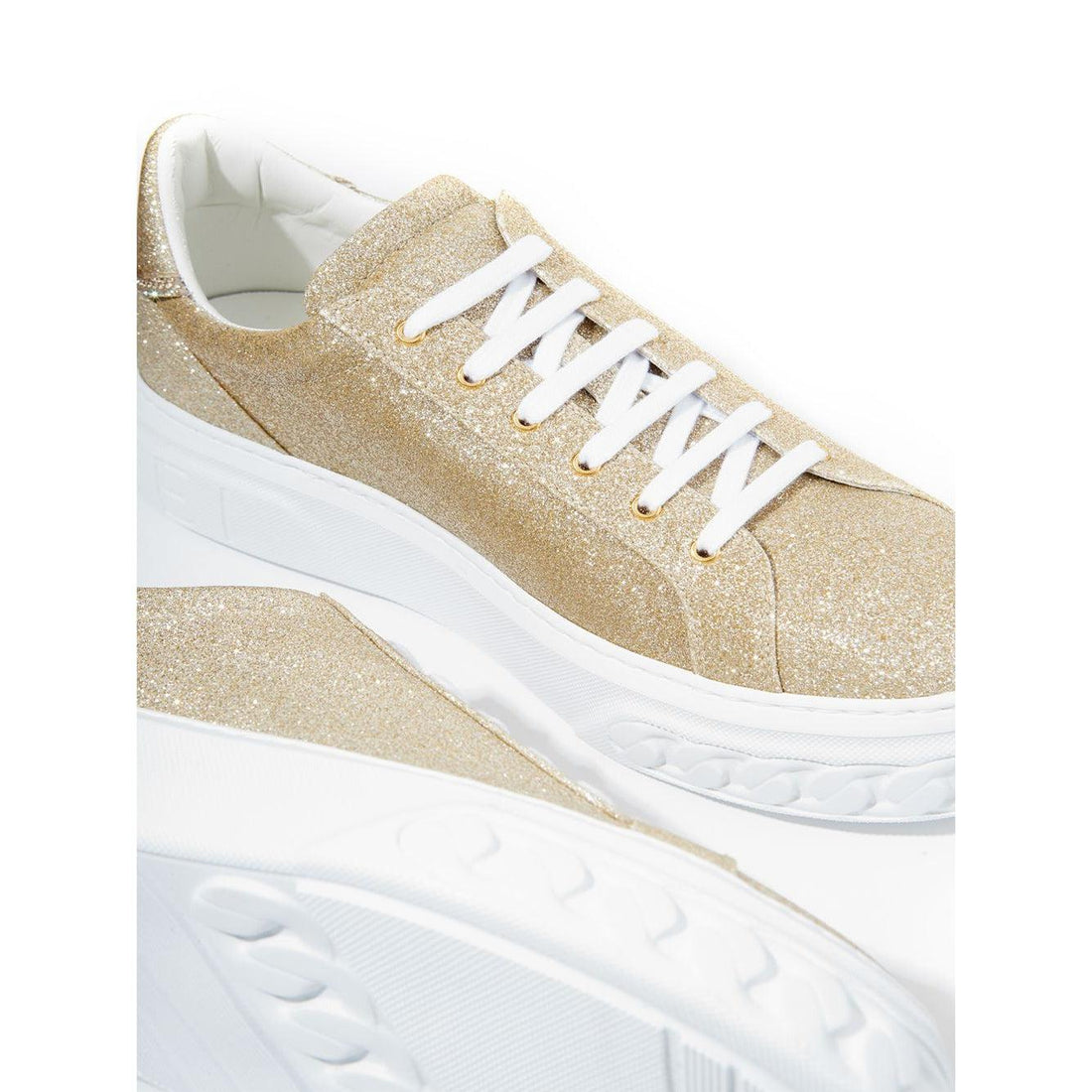 Casadei Off Road Gold Glitter Platform Sneakers