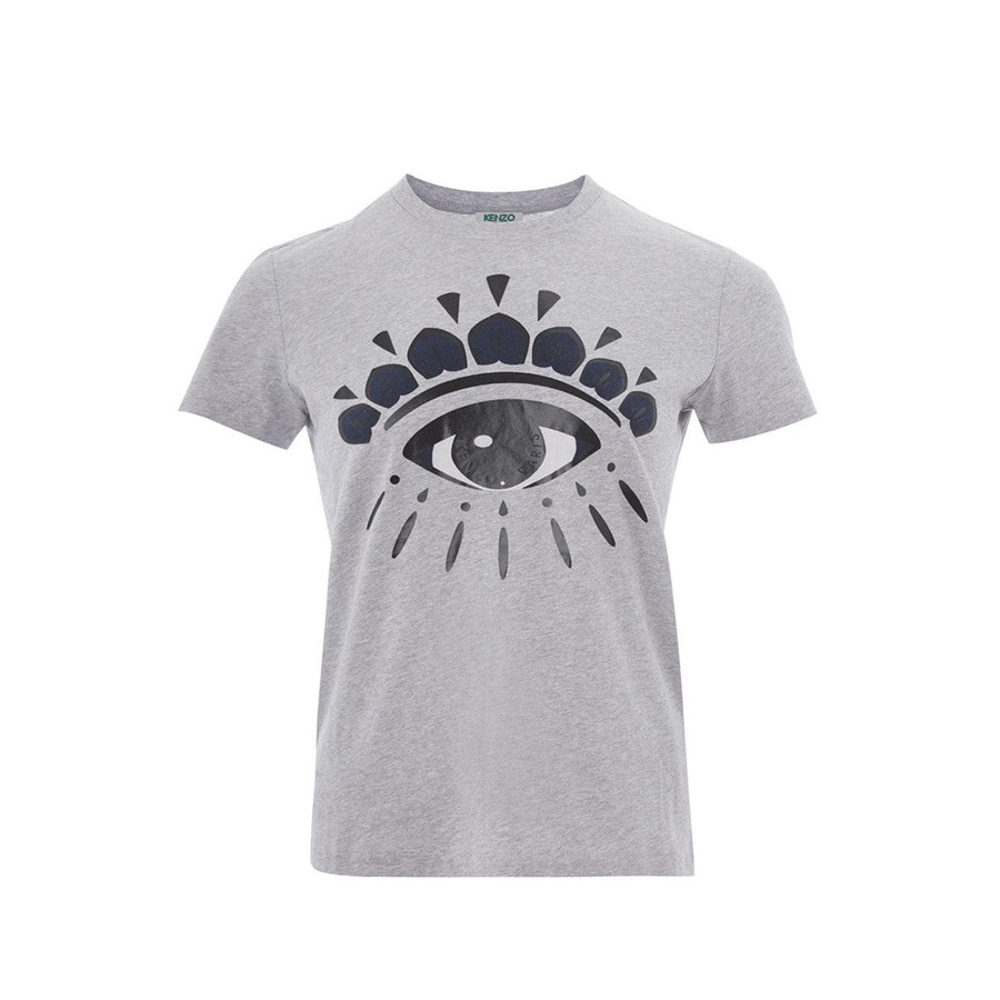 Kenzo Grey Cotton T-Shirt with Eye Front Printed