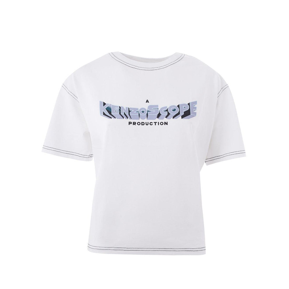 Kenzo White Cotton T-Shirt with Front Print