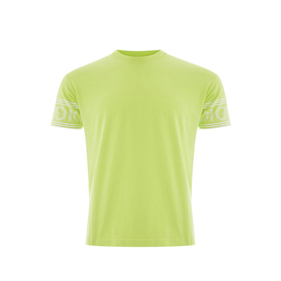 Kenzo Yellow Cotton T-Shirt with Contrasting Logo on Sleeves