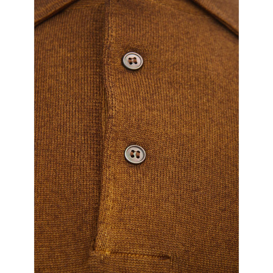 Gran Sasso Brown Wool Long Sleeves Polo Sweater
