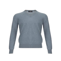 Gran Sasso Grey Cashmere V-Neck Sweater