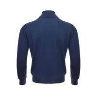 Gran Sasso Blue Cashmere and Silk Turtleneck Sweater