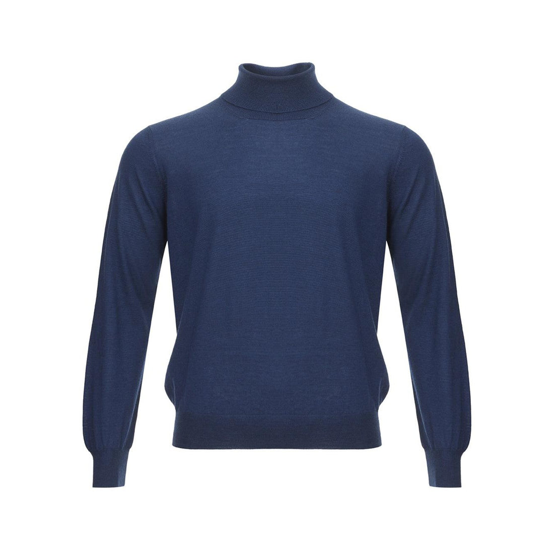 Gran Sasso Blue Cashmere and Silk Turtleneck Sweater