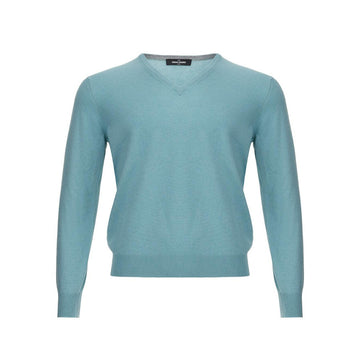 Gran Sasso Elegant Light Blue Cashmere V-Neck Sweater