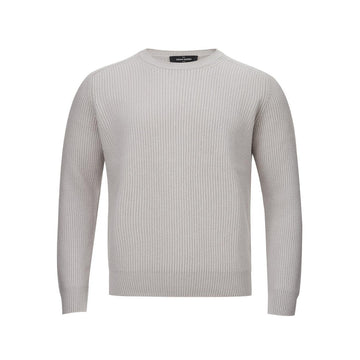 Gran Sasso Elegant Grey Cashmere Round Neck Sweater