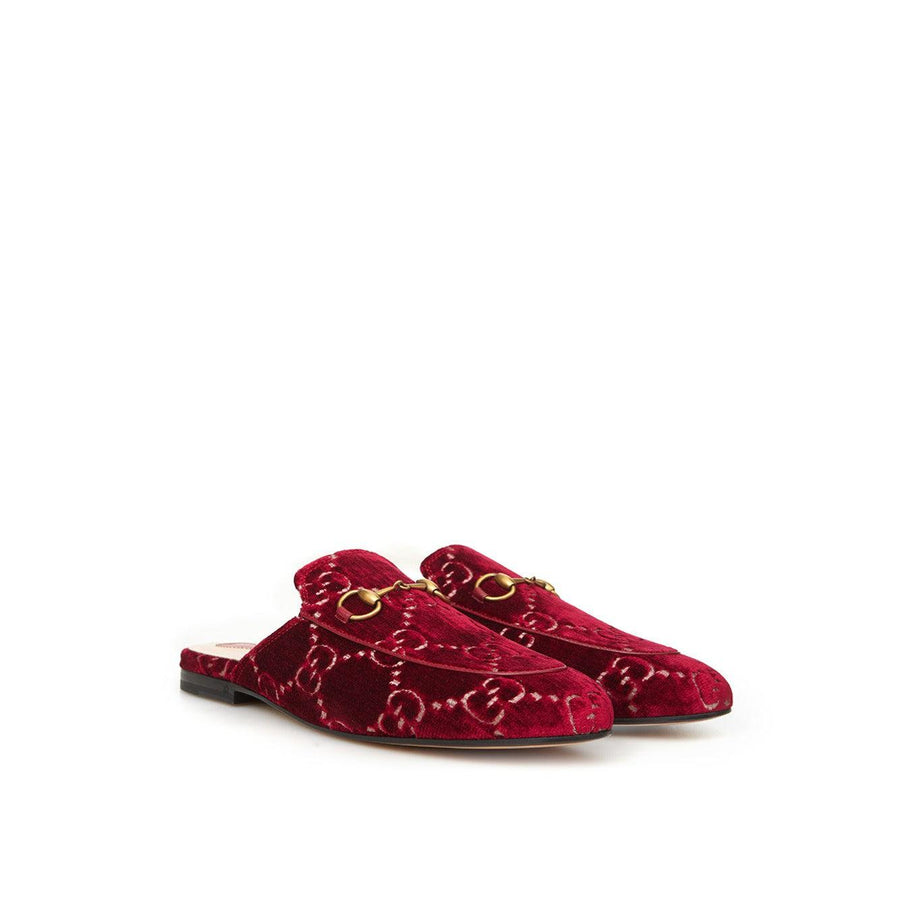 Gucci Elegant Red Velvet Slip-On Flats