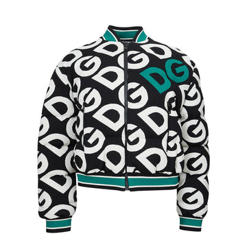 Dolce & Gabbana Black and White Quilted Bomber Jacket with Logo