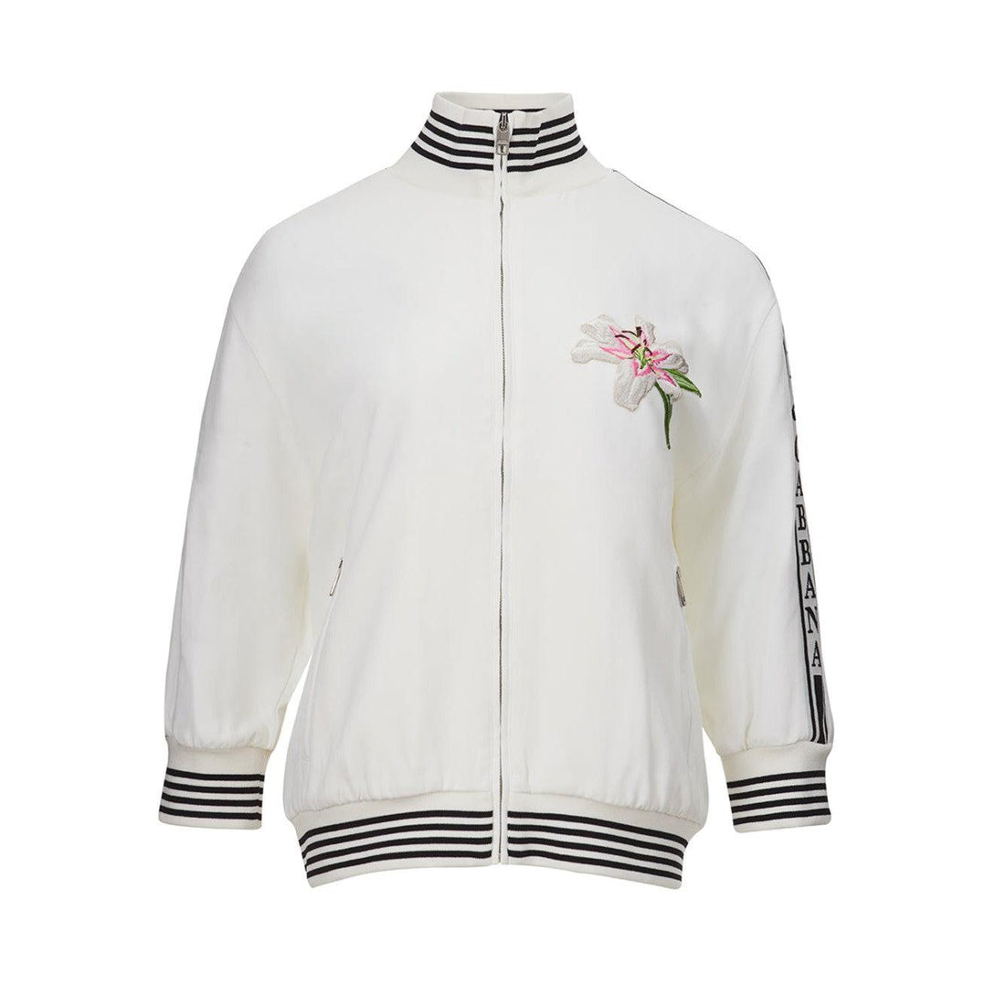 Dolce & Gabbana Elegant White Embroidered Zip Sweatshirt