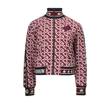 Dolce & Gabbana Red Logo Allover Zipped Sweatshirt