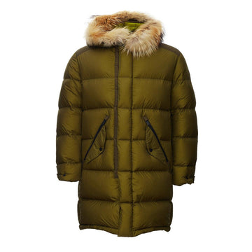 Add Elegant Quilted Long Parka with Fur-Trimmed Hood