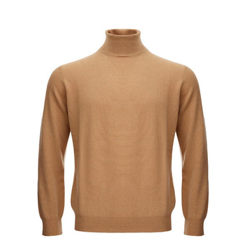 KANGRA Elegant Camel Beige Wool Blend Turtleneck Sweater