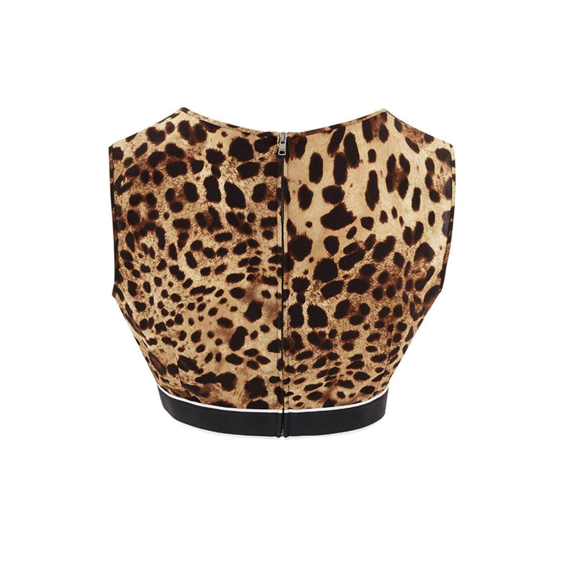 Dolce & Gabbana Elegant Leopard Print Silk Cropped Top