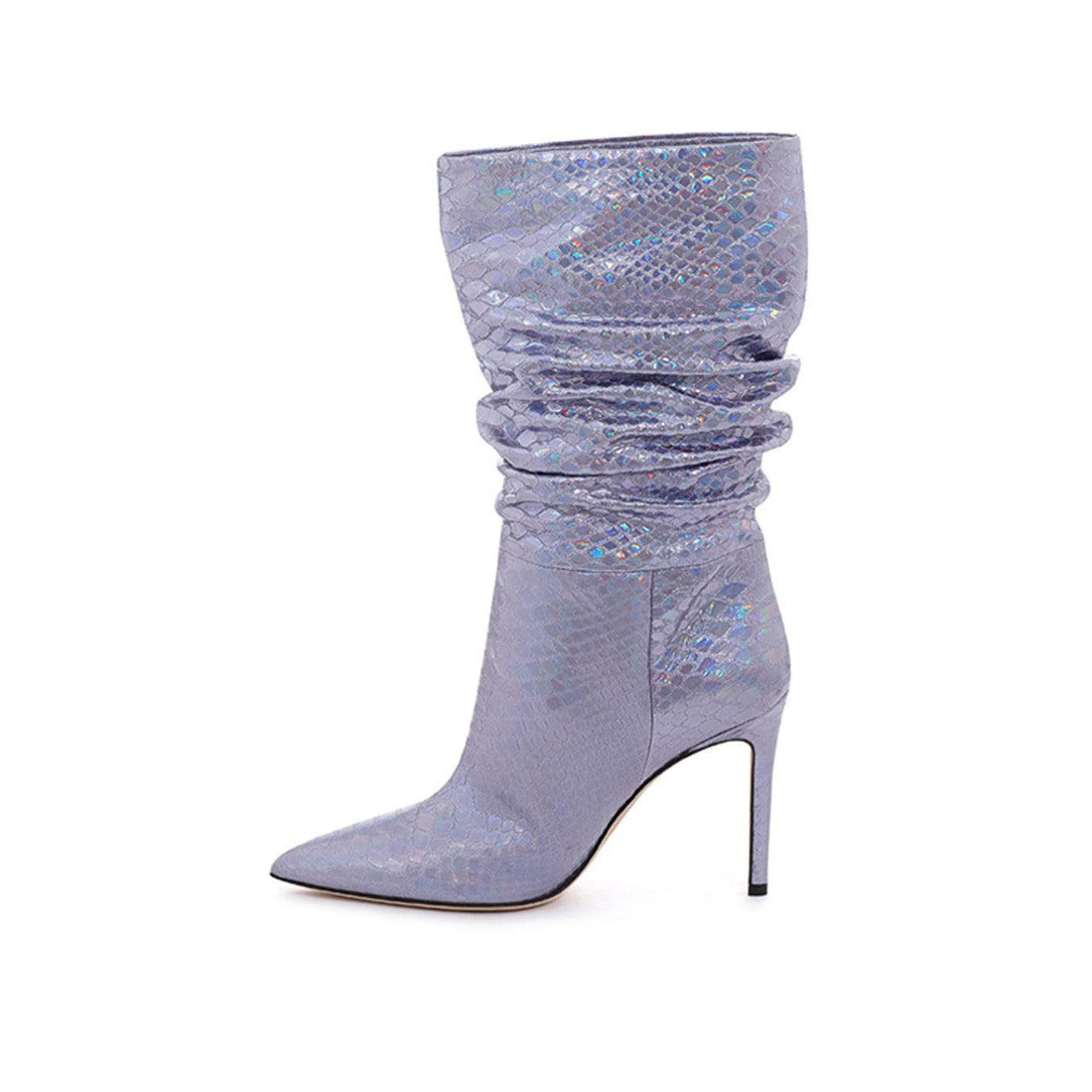 Paris Texas Lilac Reptile Print Leather Ankle Boot