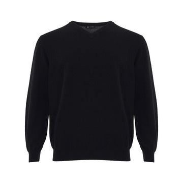 Colombo Elegant Black V-Neark Cashmere Sweater