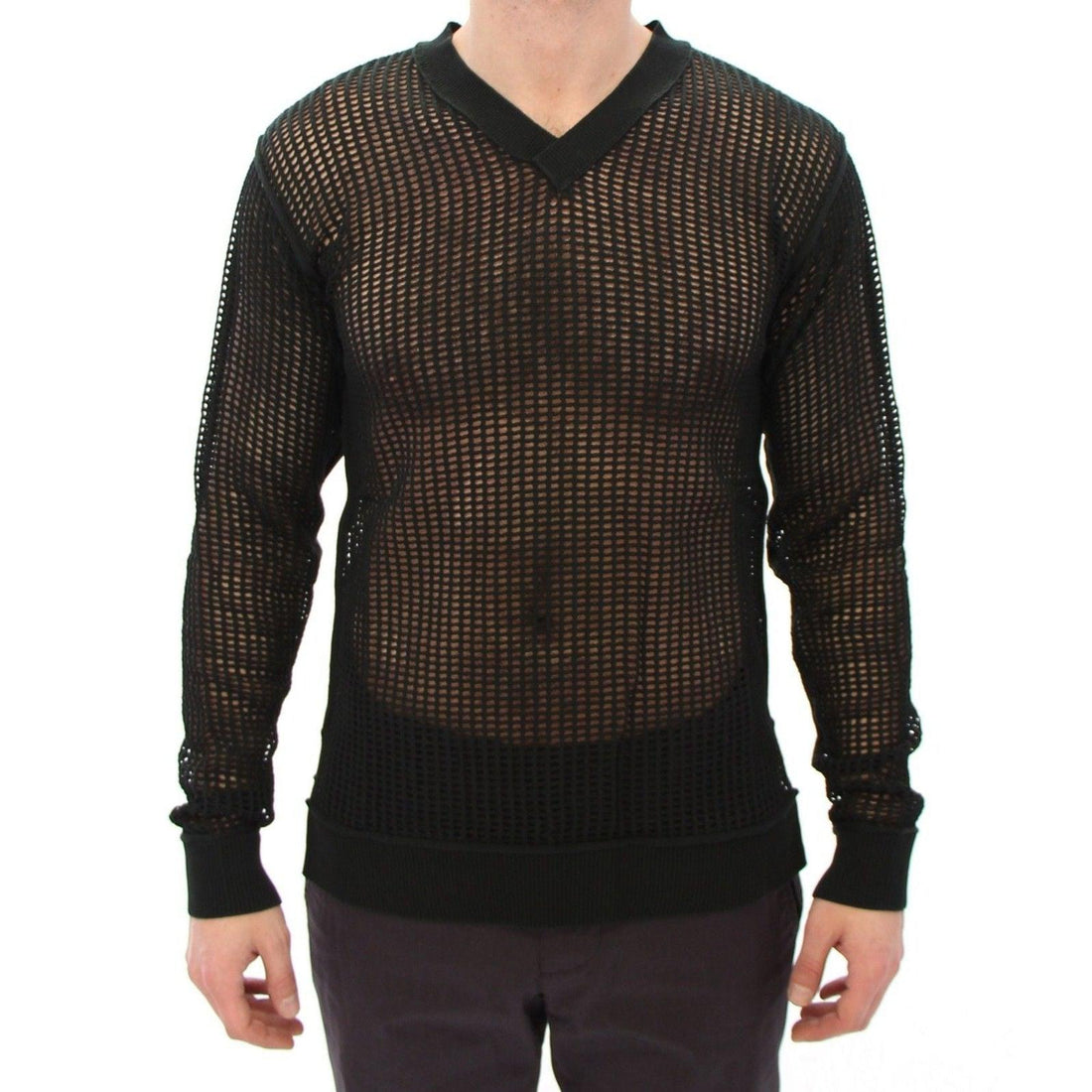 Dolce & Gabbana Dark Green Runway Netz Pullover Netted Sweater