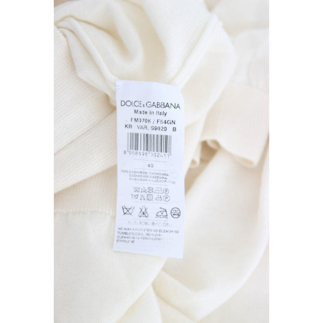 Dolce & Gabbana Elegant White Cashmere Sweater