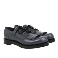 Gucci Gucci Men's Fringed Brogue Bluish Gray Leather Lace-up Shoes