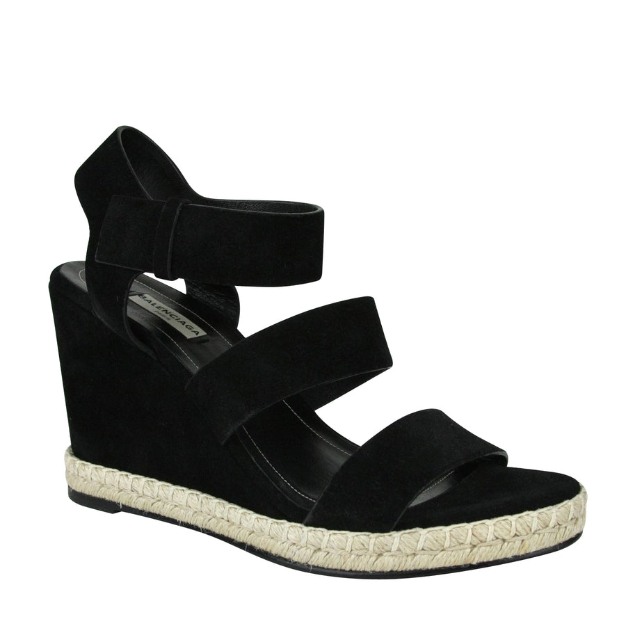 Balenciaga Balenciaga Women's Wedge Platform Black Suede Sandals