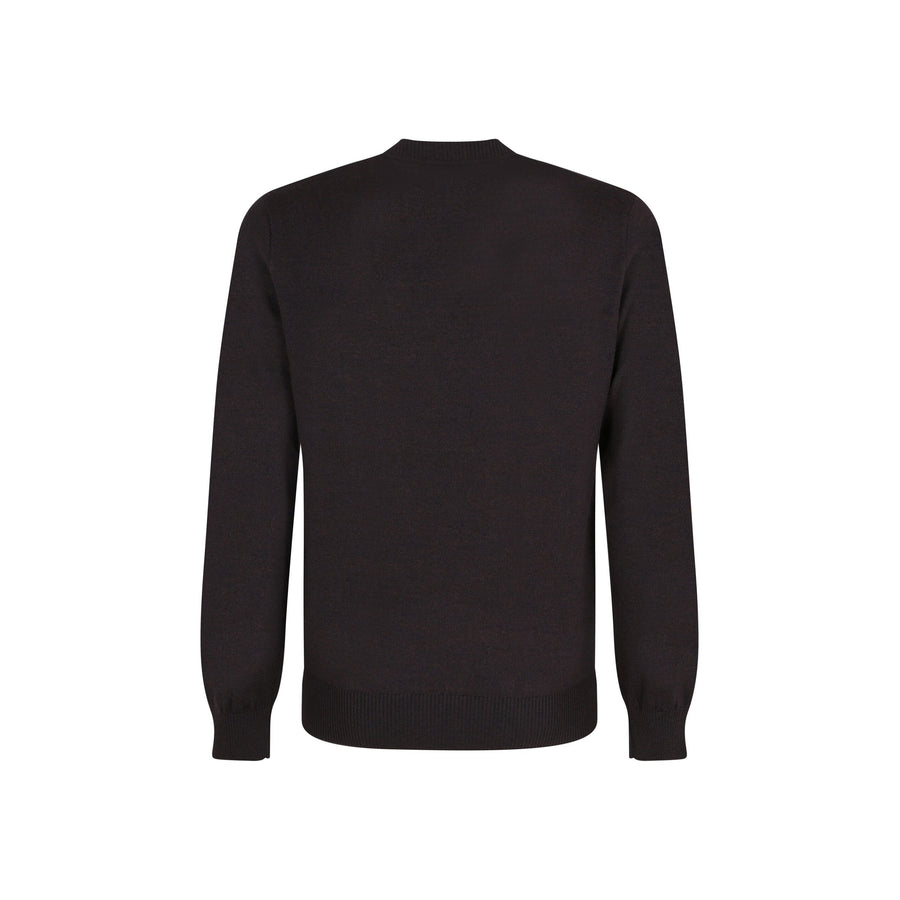 Fendi Brown Wool Logo Details Sweater