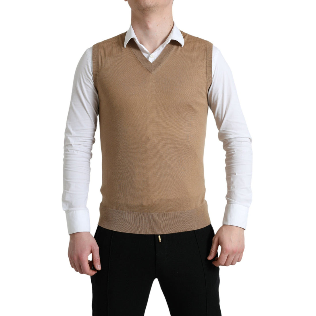 Dolce & Gabbana Brown Wool Sleeveless Pullover Sweater