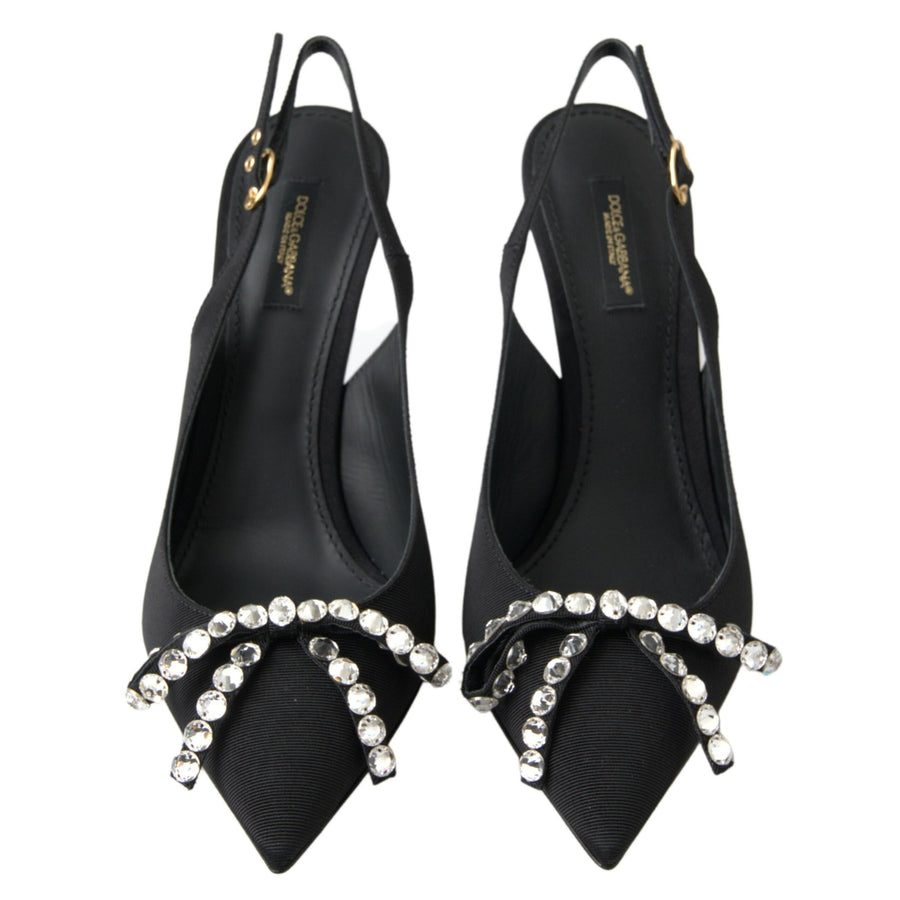 Dolce & Gabbana Embellished Black Slingback Heels Pumps