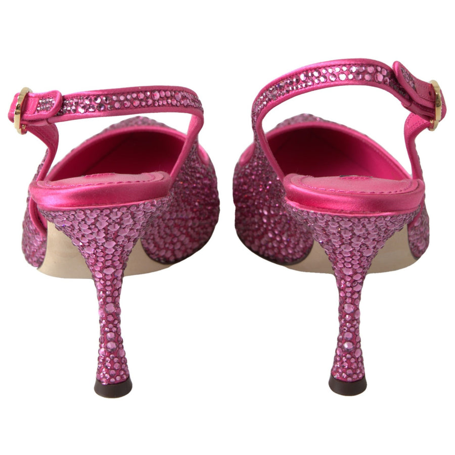 Dolce & Gabbana Elegant Slingback Heels in Pink Silk Blend
