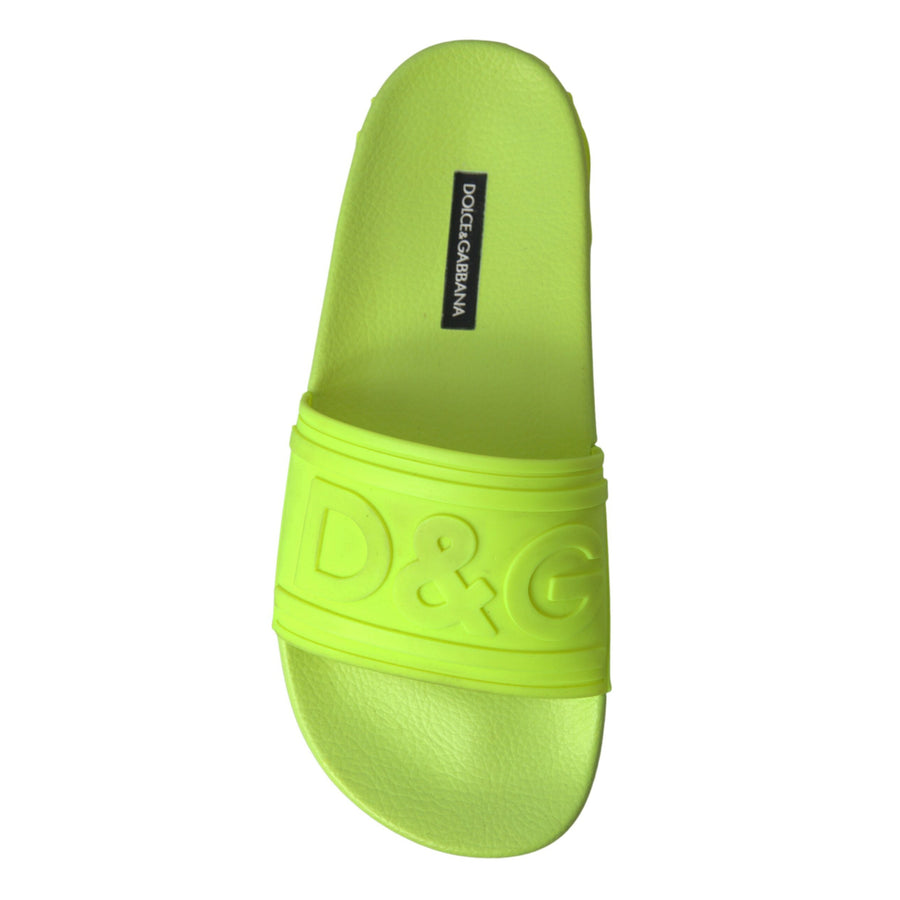 Dolce & Gabbana Elegant Yellow Green Slide Sandals