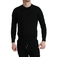 Dolce & Gabbana Black Silk Crew Neck Men Pullover Sweater