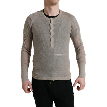 Dolce & Gabbana Henley Pullover Beige Cashmere Sweater