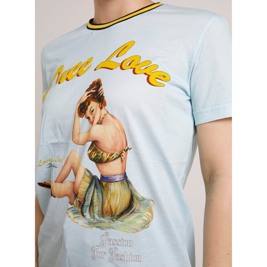 Dolce & Gabbana Light Blue Cotton Free Love Crew Neck T-shirt