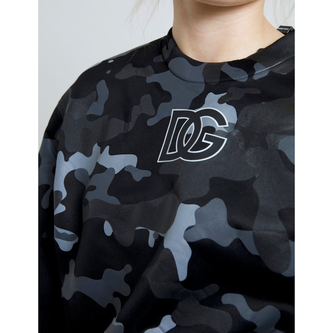 Dolce & Gabbana Black Camouflage Round Neck Sweatshirt Sweater