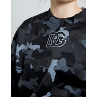 Dolce & Gabbana Black Camouflage Round Neck Sweatshirt Sweater