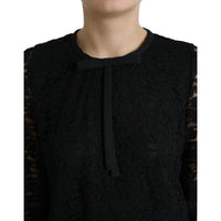 Dolce & Gabbana Black STAFF Blouse Floral Lace Nylon Top