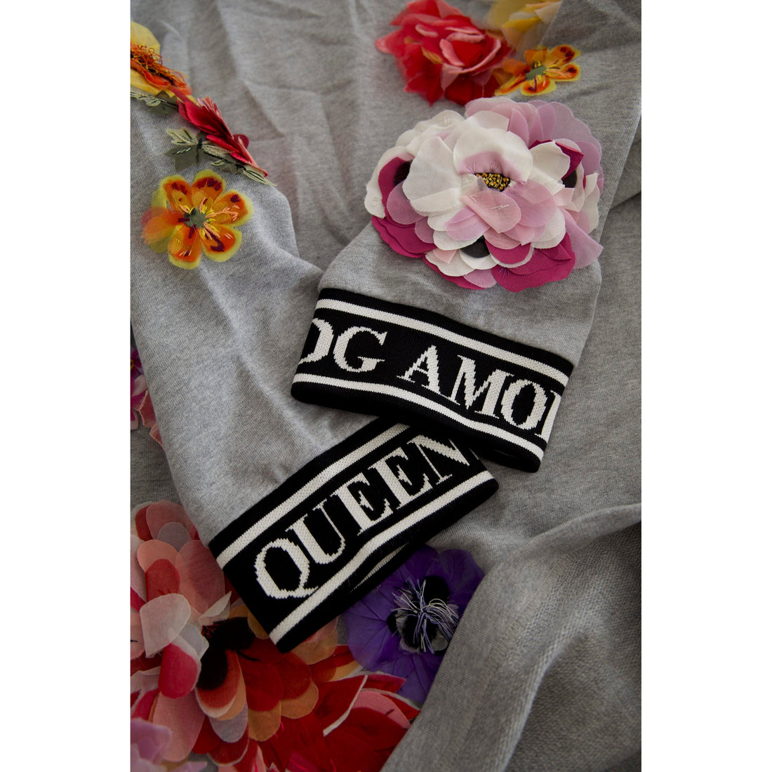 Dolce & Gabbana Gray DG Amore Queen Floral Pullover Sweater