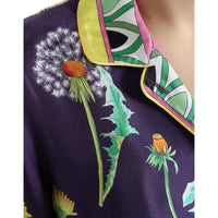 Dolce & Gabbana Purple Floral Print Twill Shirt Blouse Top